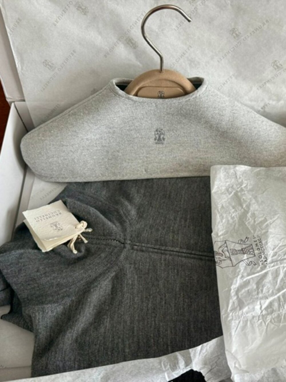 BRUNELLO CUCINELLI Cashmere & Silk Dk. Gray Cardigan Zip Sweater-Set 50 IT $2625
